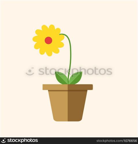 Flower in pot, illustration, vector on white background.