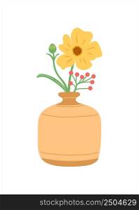 Flower in vase, simple flat design vector illustration