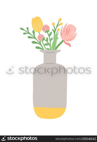 Flower in vase, simple flat design vector illustration