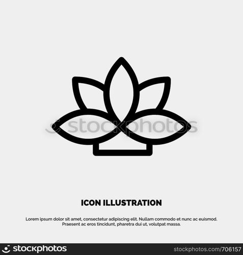 Flower, India, Lotus, Plant Line Icon Vector