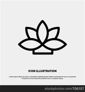Flower, India, Lotus, Plant Line Icon Vector