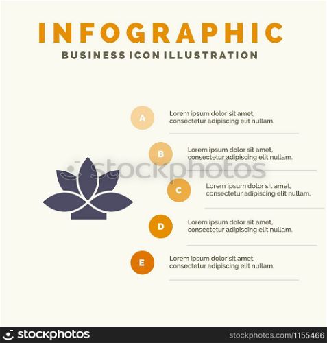Flower, India, Lotus, Plant Solid Icon Infographics 5 Steps Presentation Background