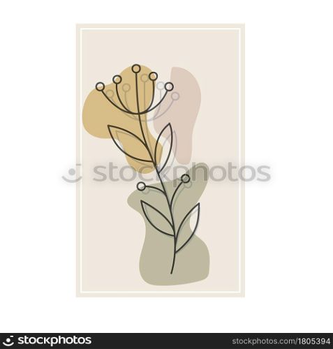 flower is hand-drawn on a colored background with abstract figures. An abstract painting, cover, poster or postcard. Simple style
