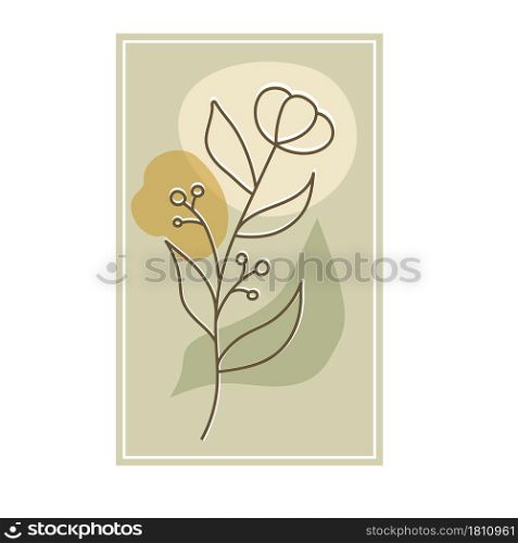 flower is hand-drawn on a colored background with abstract figures. An abstract painting, cover, poster or postcard. Simple style
