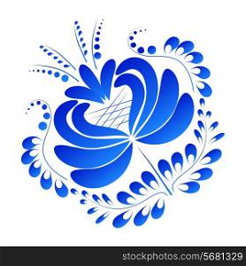 Flower isolated on a white background in Gzhel style. Vector illustration.