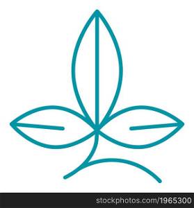 Flower leaf with stem, isolated icon or symbol of ecologically friendly production and natural product. Organic and minimalist packaging, bio and sustainable. Line art, simple vector in flat style. Ecologically friendly product sign, leaf or flower