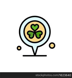 Flower, Location, Pin, Heart  Flat Color Icon. Vector icon banner Template