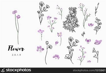 flower logo collection with leaves,geometric.Vector illustration for icon,logo,sticker,printable and tattoo