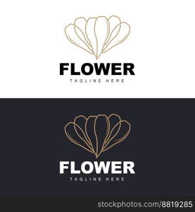 Flower Logo, Flower Garden Design With Simple Style Vector Product Brand, Beauty Care, Natural