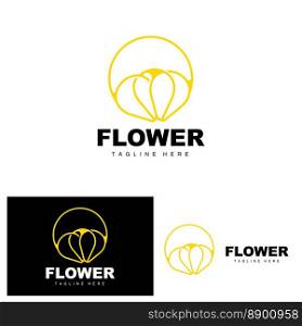 Flower Logo, Flower Garden Design With Simple Style Vector Product Brand, Beauty Care, Natural