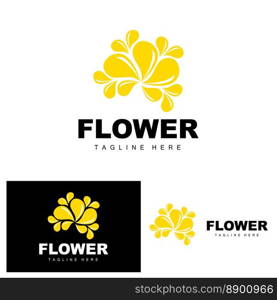 Flower Logo, Flower Garden Design With Simple Style Vector Product Brand, Beauty Care, Natural