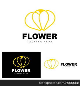 Flower Logo, Flower Garden Design With Simple Style Vector Product Brand, Beauty Care, Natural