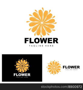 Flower Logo, Flower Garden Design With Simple Style Vector Product Brand, Beauty Care, Natural