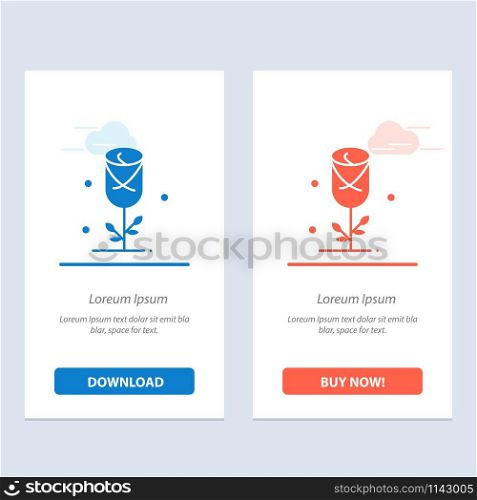 Flower, Love, Heart, Wedding Blue and Red Download and Buy Now web Widget Card Template