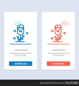 Flower, Love, Heart, Wedding Blue and Red Download and Buy Now web Widget Card Template
