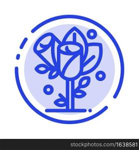 Flower, Love, Heart, Wedding Blue Dotted Line Line Icon