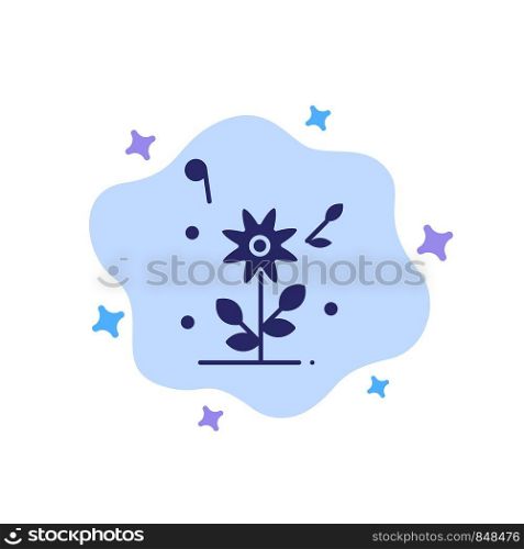 Flower, Love, Heart, Wedding Blue Icon on Abstract Cloud Background