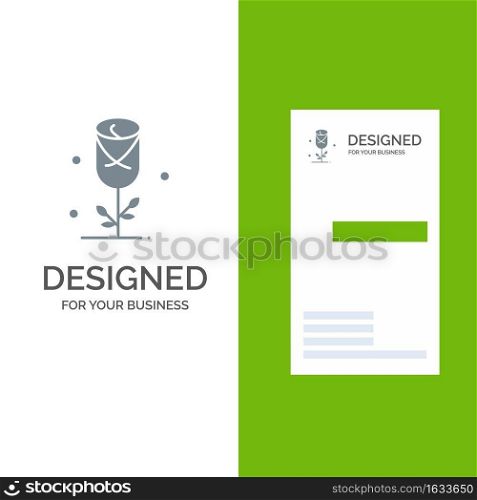 Flower, Love, Heart, Wedding Grey Logo Design and Business Card Template