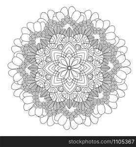 Flower Mandala vector illustration. Oriental pattern, vintage decorative elements. Islam, Arabic, Indian, moroccan, turkish ottoman motifs Coloring page. Flower Mandala vector illustration