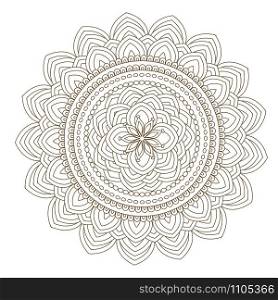 Flower Mandala vector illustration. Oriental pattern, vintage decorative elements. Round floral ornament pattern. Design element in Indian Mehndi style. Vector illustration. Flower Mandala vector illustration