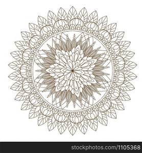 Flower Mandala vector illustration. Oriental pattern, vintage decorative elements. Round floral ornament pattern. Design element in Indian Mehndi style. Vector illustration. Flower Mandala vector illustration