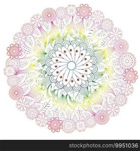 Flower mandala. Vintage decorative element. Ornamental round doodle flower isolated on white background. Geometric circle element. Flower mandala. Vintage decorative element.