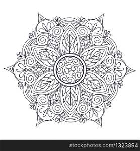 Flower Mandala. Vintage decorative elements. Oriental pattern, vector illustration. Islam, Arabic, Indian, moroccan,spain, turkish, pakistan, chinese, mystic, ottoman motifs. Coloring book page. Ramadan background