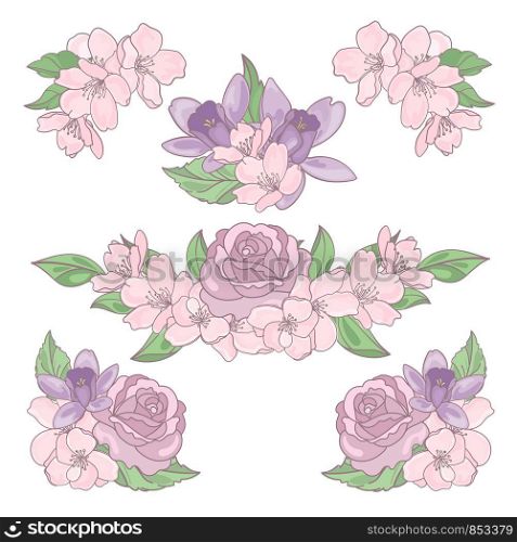 FLOWER MIX Floral Decoration Clip Art Vector Illustration Set