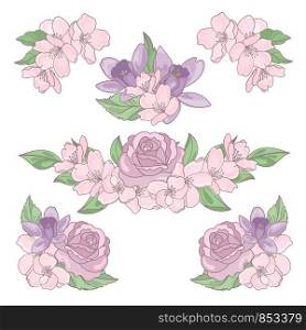 FLOWER MIX Floral Decoration Clip Art Vector Illustration Set