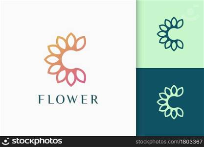 Flower or nature logo in initials or letter c shape for spa and beauty