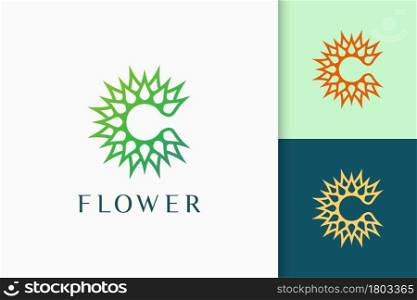 Flower or nature logo in initials or letter c shape for spa and yoga
