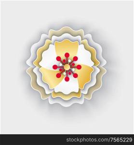 Flower paper with petals blossom origami style isolated icon vector. Asian style decoration for celebration of sprint holidays, floral decor made of papers. Flower with Petals Blossom Origami Style Icon