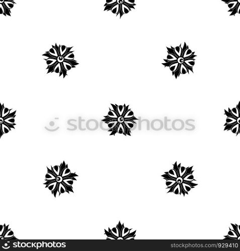 Flower pattern repeat seamless in black color for any design. Vector geometric illustration. Flower pattern seamless black