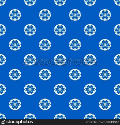 Flower pattern repeat seamless in blue color for any design. Vector geometric illustration. Flower pattern seamless blue