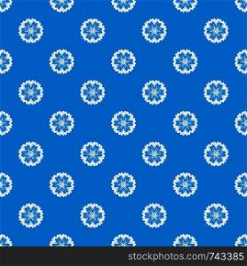 Flower pattern repeat seamless in blue color for any design. Vector geometric illustration. Flower pattern seamless blue