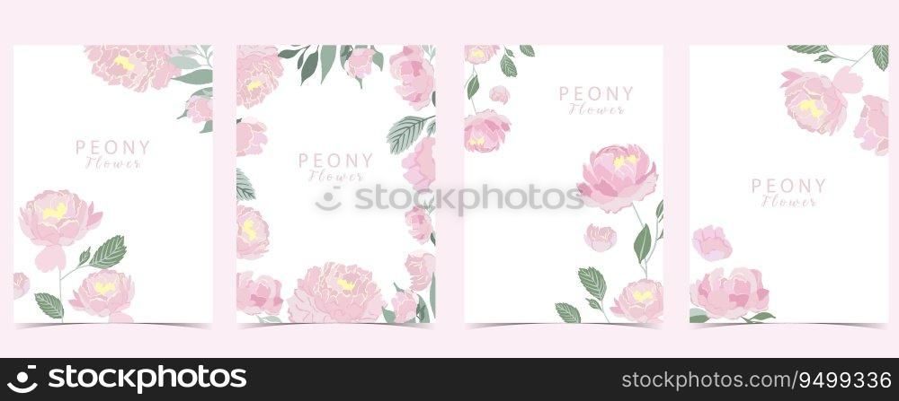 Flower peony background set.Editable vector illustration for birthday invitation,postcard and sticker