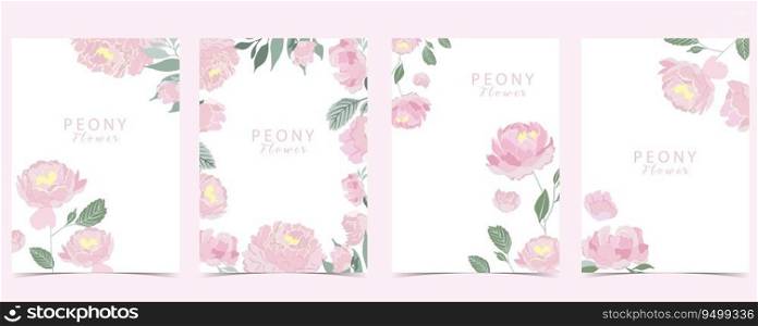 Flower peony background set.Editable vector illustration for birthday invitation,postcard and sticker