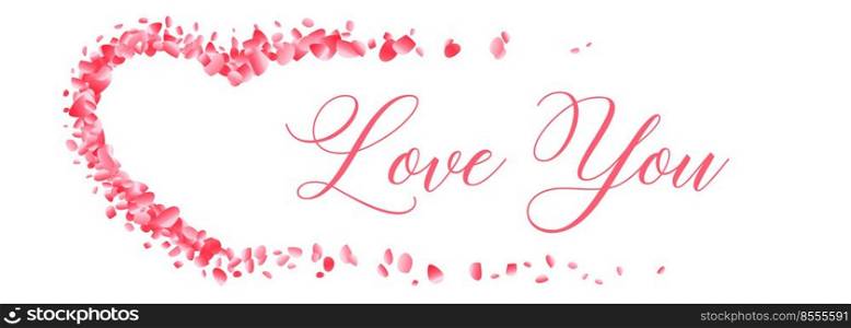 flower petal hearts with love you message
