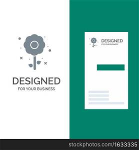 Flower, Plant, Easter, Holiday Grey Logo Design and Business Card Template