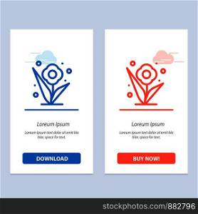 Flower, Plant, Rose, Spring Blue and Red Download and Buy Now web Widget Card Template