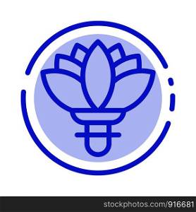 Flower, Plant, Rose, Spring Blue Dotted Line Line Icon