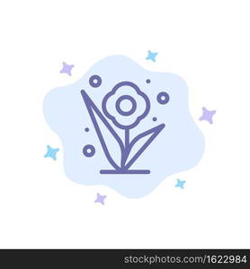 Flower, Plant, Rose, Spring Blue Icon on Abstract Cloud Background