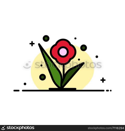 Flower, Plant, Rose, Spring Business Flat Line Filled Icon Vector Banner Template