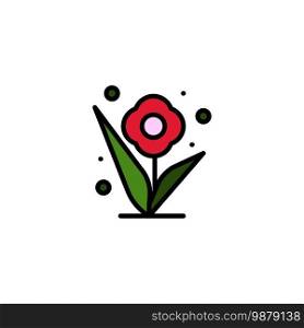 Flower, Plant, Rose, Spring Business Logo Template. Flat Color