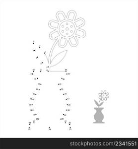 Flower Pot Icon Connect The Dots, Flowerpot, Plant Pot Vector Art Illustration, Puzzle Game Containing A Sequence Of Numbered Dots
