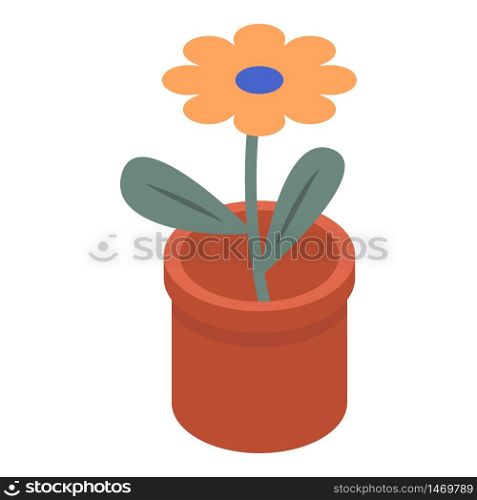 Flower pot icon. Isometric of flower pot vector icon for web design isolated on white background. Flower pot icon, isometric style