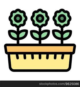 Flower pot icon outline vector. Garden plant. Nature summer color flat. Flower pot icon vector flat