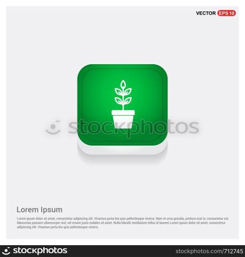 Flower Pot IconGreen Web Button - Free vector icon