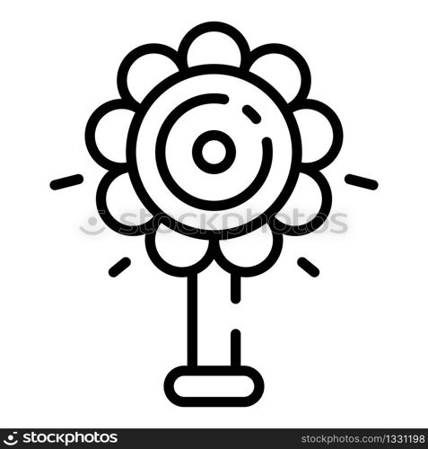 Flower rattle toy icon. Outline flower rattle toy vector icon for web design isolated on white background. Flower rattle toy icon, outline style