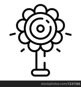 Flower rattle toy icon. Outline flower rattle toy vector icon for web design isolated on white background. Flower rattle toy icon, outline style